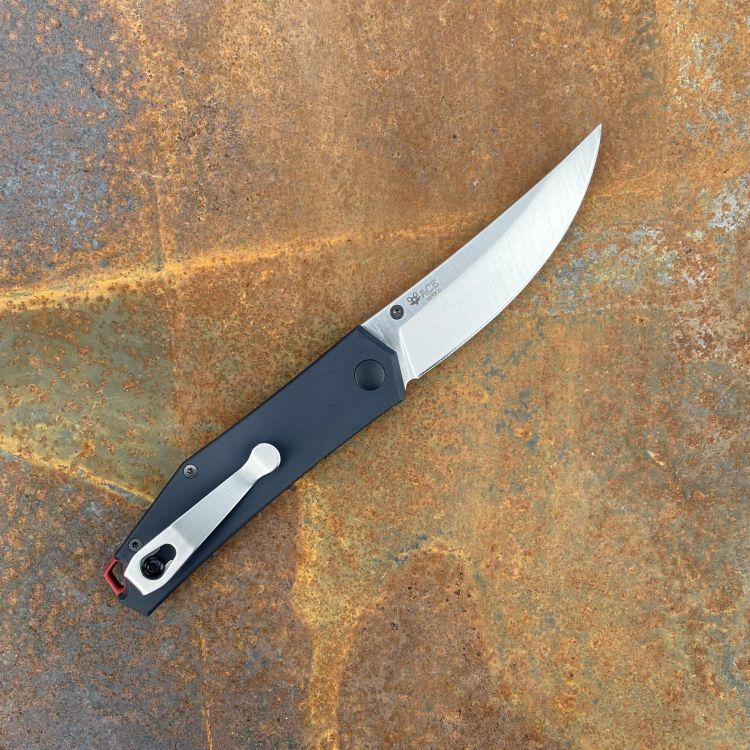 GiantMouse ACE Clyde Black Aluminum N690 Satin Blade Folding Knife